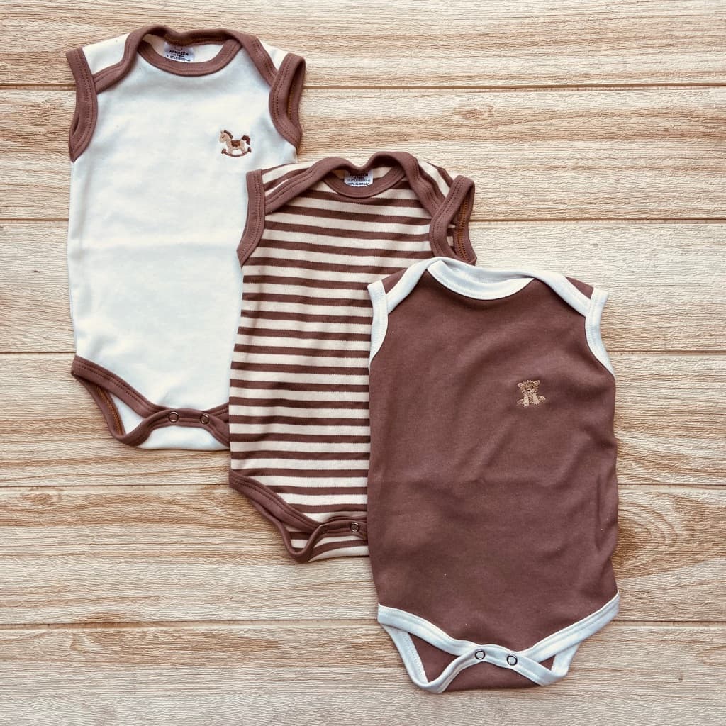 Kit 3 Regatas Vintage bebê Menino 100% Algodão Macio Enxoval Infantil Maternidade Verão