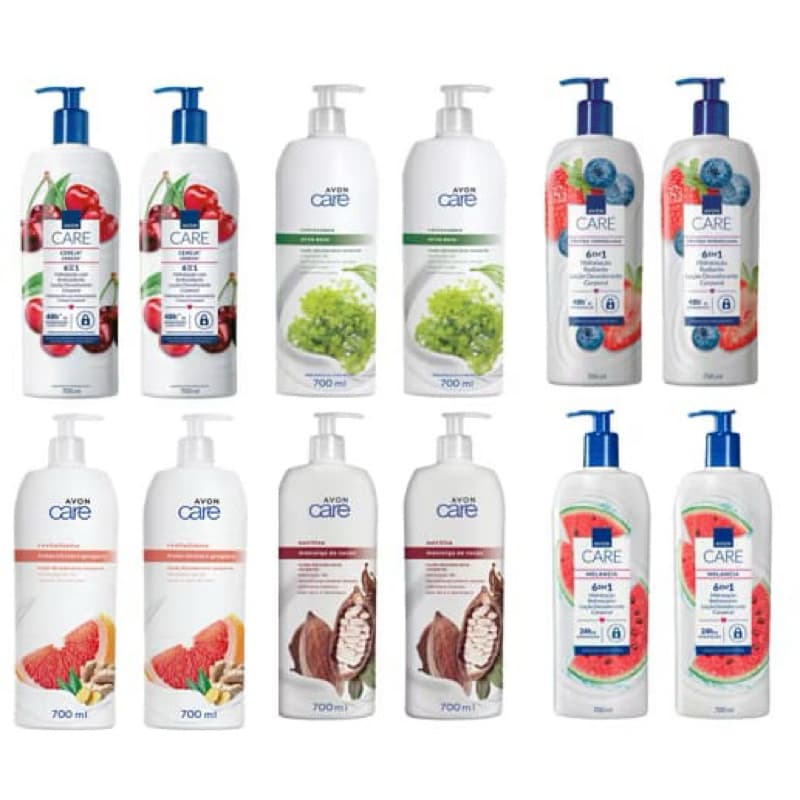 KIT COM 2 HIDRATANTES AVON CARE 700ML (ESCOLHA SUA FRAGRÂNCIA) CEREJA, FRUTAS VERMELHAS, MANTEIGA DE CACAU…..