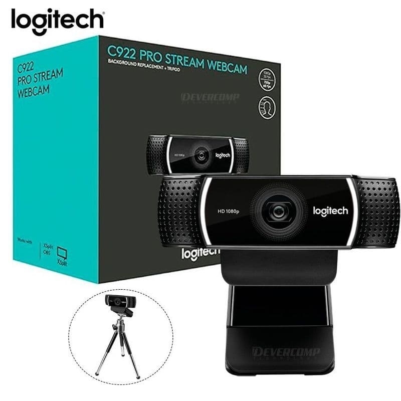 Webcam Logitech C922 Pro HD Stream Full HD com TRIPÉ