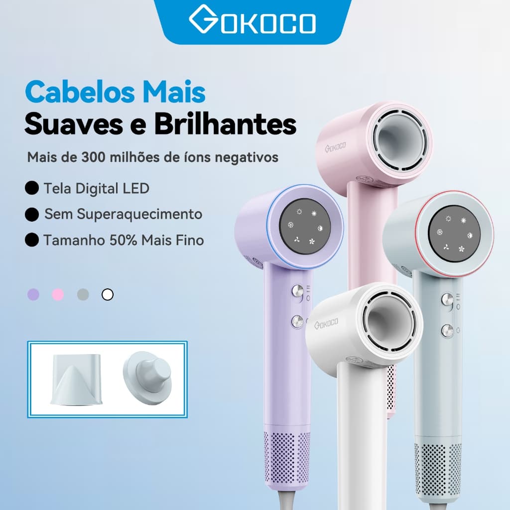 GOKOCO Secador de Cabelo de Alta Velocidade Secador de Cabelo Profissional 1500W Alta Velocida de 2Minutos Secagem Rápid