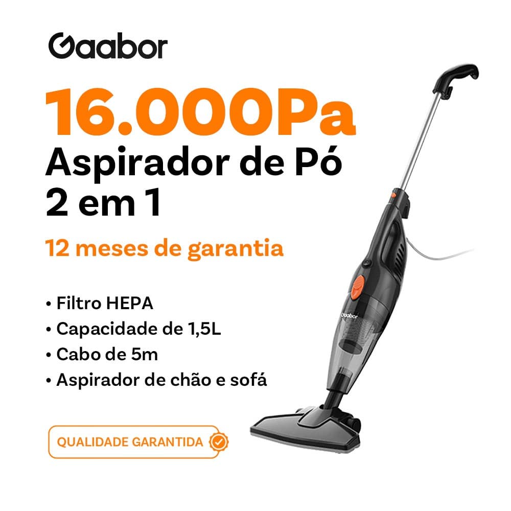 Gaabor Aspirador 2 em 1 16000Pa Sucção Forte 127V Para Sofa Lavabo Poeira Portátil GVCW M15A