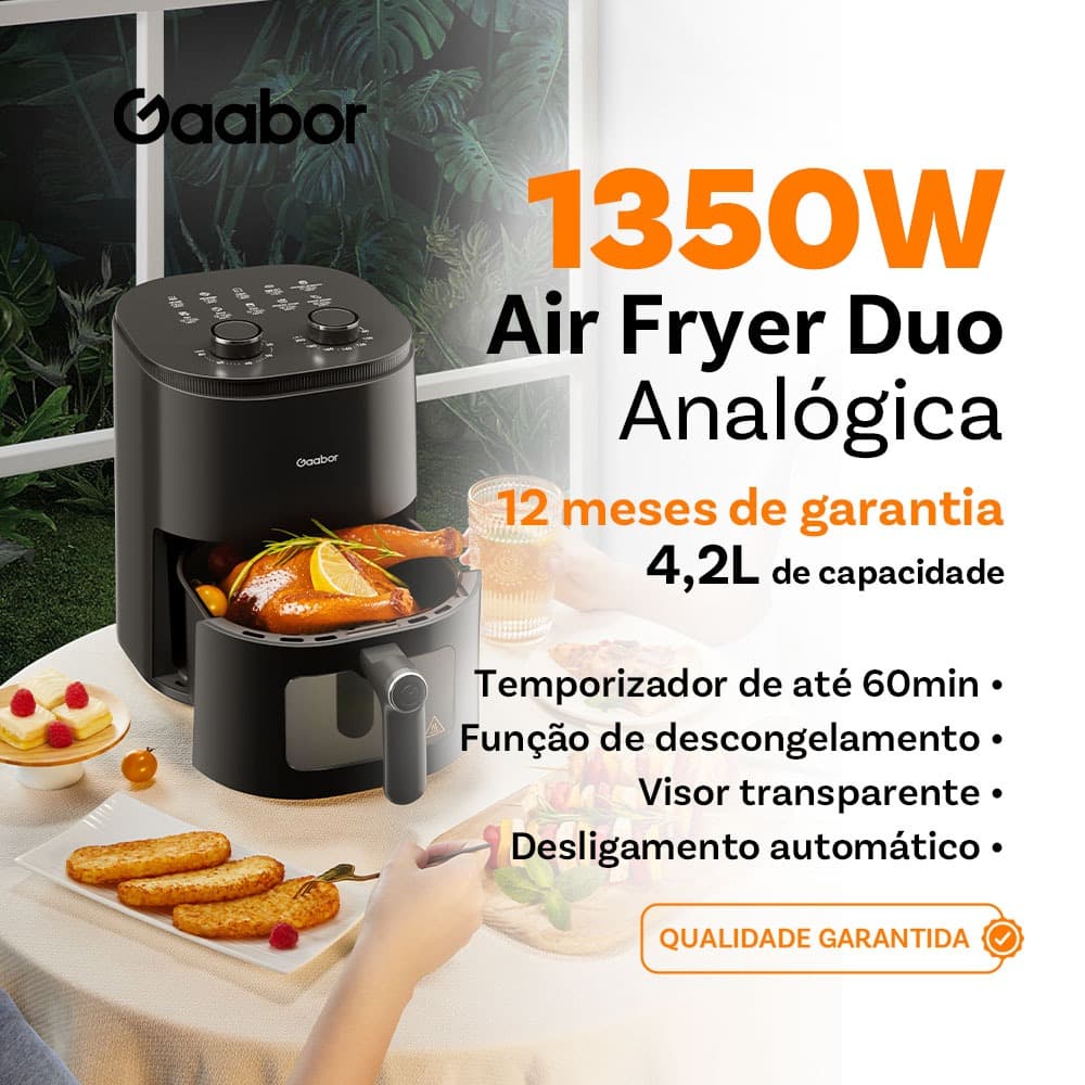 Gaabor Fritadeira Eletrica 127V 4,2L Sem Oleo Duplo Botao Janela Visor Grande AF45M02A