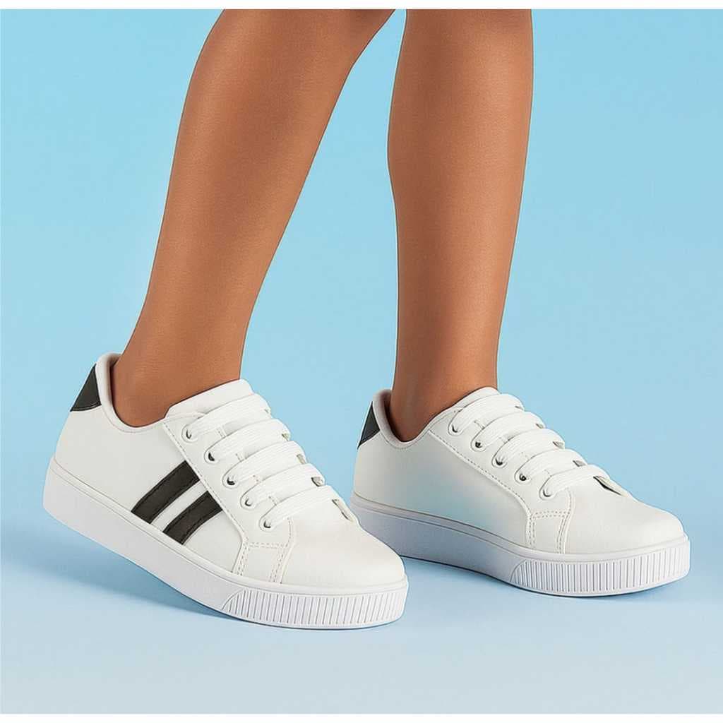 Tênis Infantil Menino Menina Confortável Leve Branco e Preto Casual Leve Confortável Envio Imediato