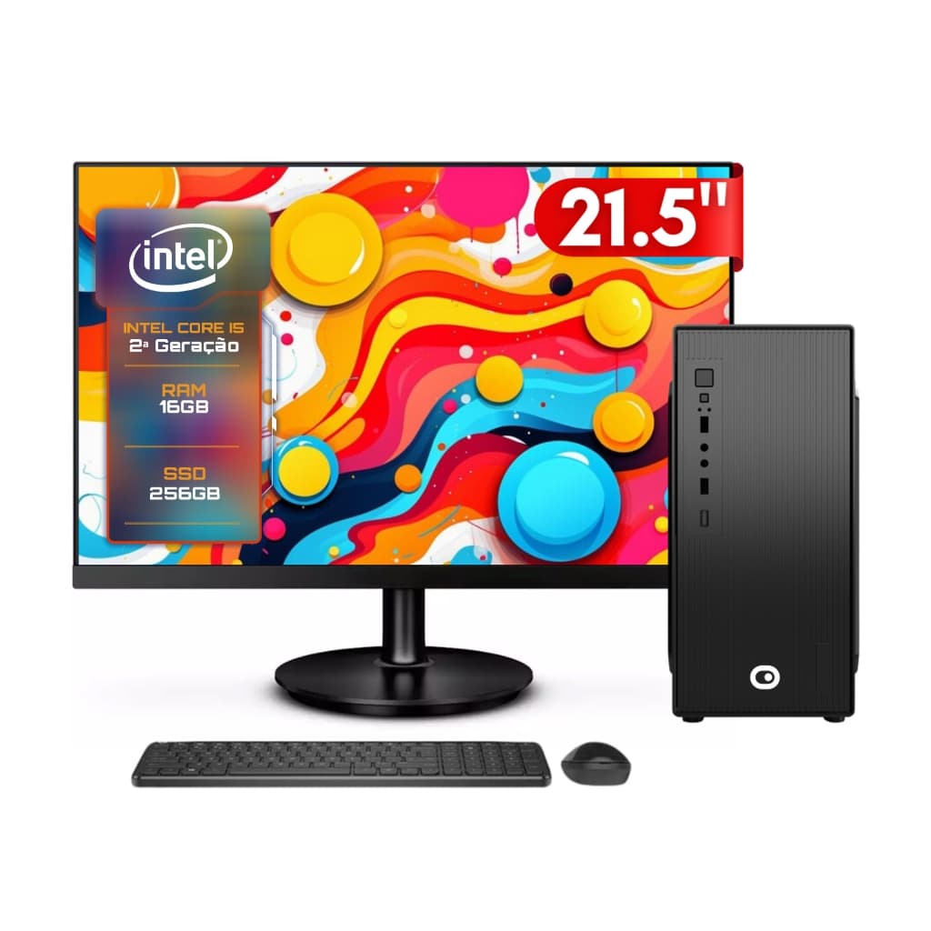 Computador Completo 2Eletro Fast Intel Core i5, 16GB, SSD 256GB, Monitor 21.5" Full HD CD2E-0122FA