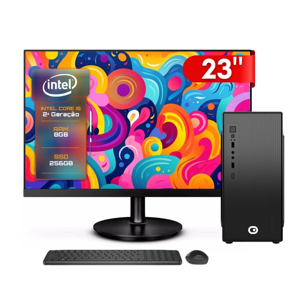 Computador Completo 2Eletro Fast Intel Core i5, 8GB RAM, SSD 256GB, Monitor 23" Full HD CD2E-0128FA