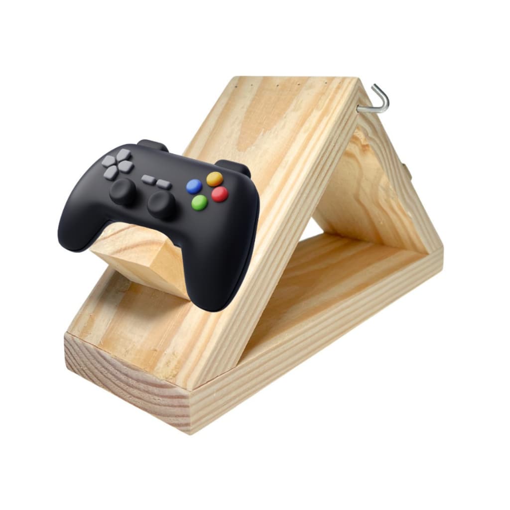 Suporte Chaveiro Controle Vídeo Game Madeira 26,5x15cm - Organizador Gamer Porta Controle OMEGA