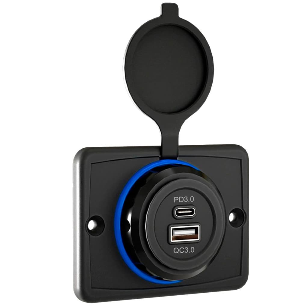 Tomada Automotiva Tipo-C + USB QC3.0 PD3.0 30W 12V/24V Carregador Rápido Veicular Universal