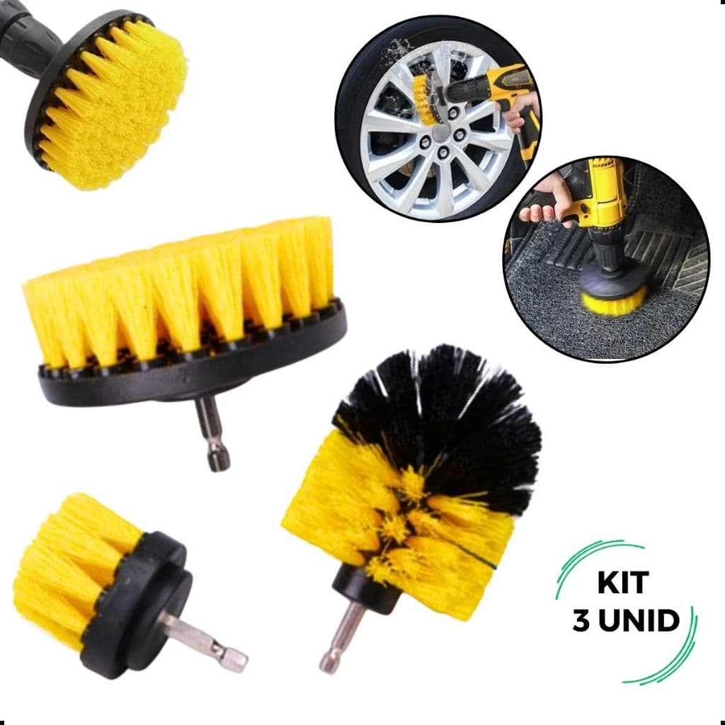 3 Escova De Limpeza Automotiva Pesada Rotativa Para Furadeira Parafusadeira Limpa Canto Vão Domestic