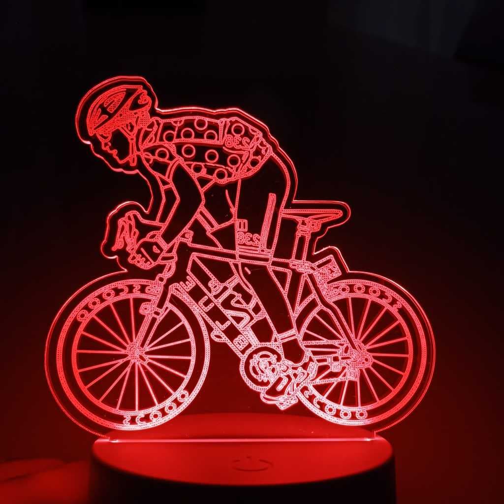Abajur Luminária Ciclista Bike Bicicleta Esporte Led 3D de Mesa ac0025 Presente Criativo Luz Noturna Decoração Sala USB
