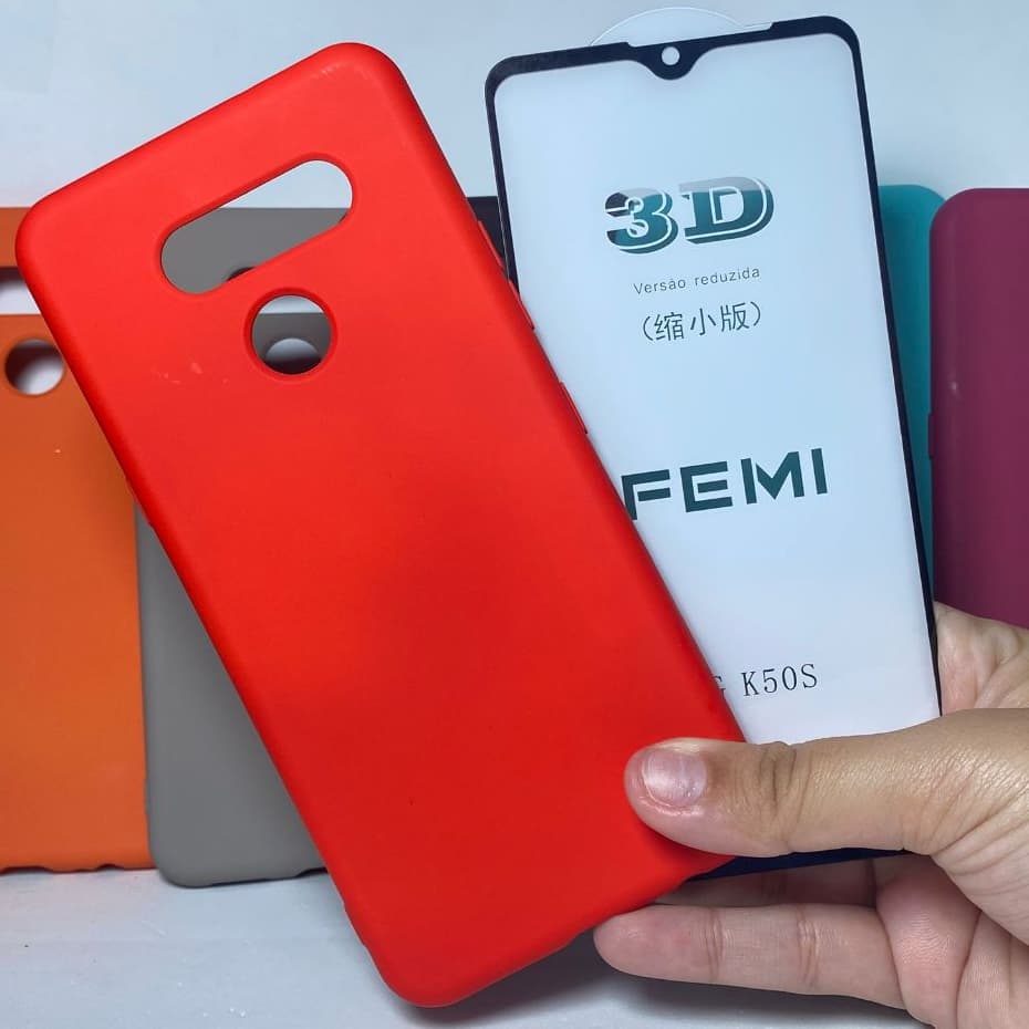 Capa K50S + Película 3D Kit LG Capinha Case Protetora Celular Silicone