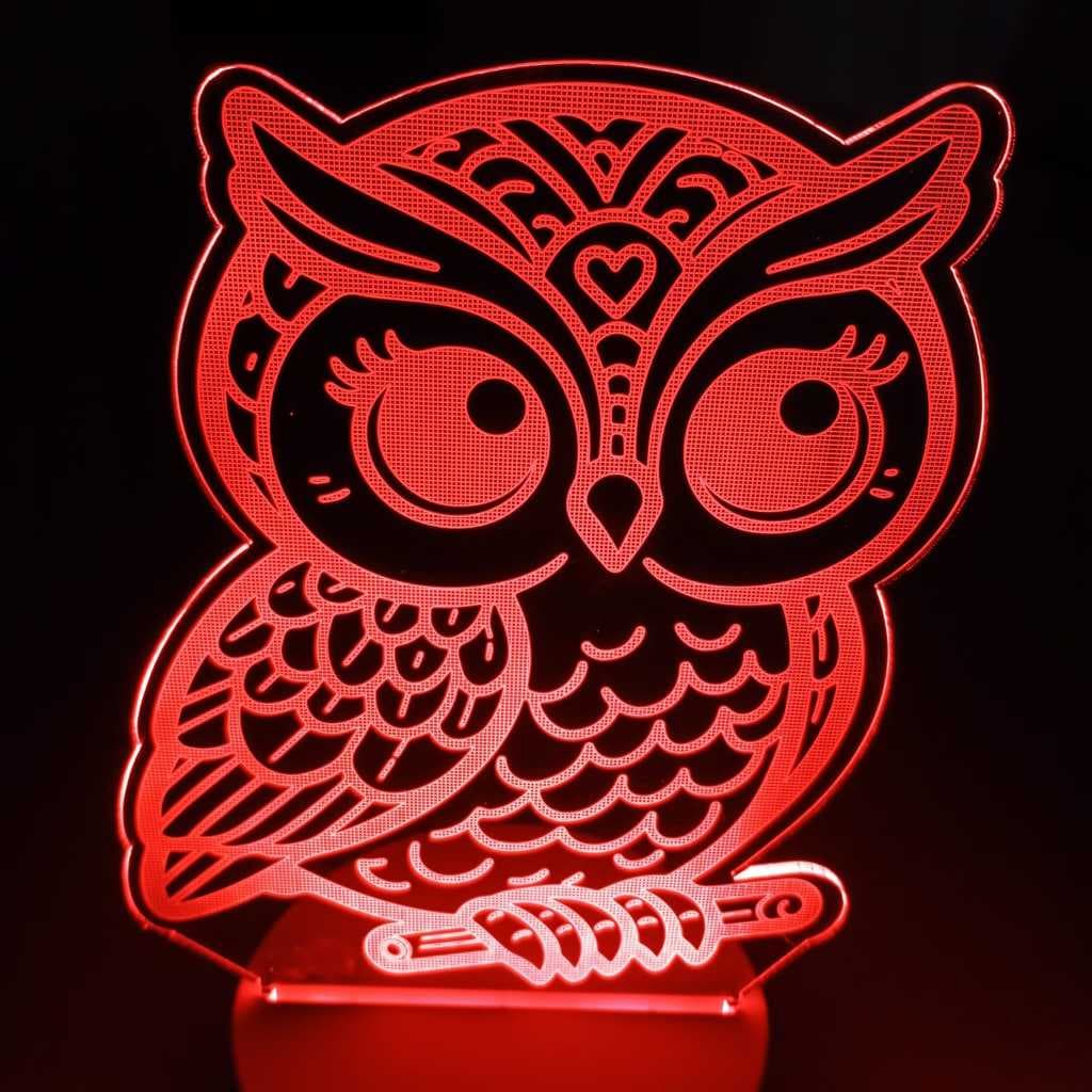 Abajur Luminária Coruja fofinha Led 3D Mesa ac0032 Presente Criativo Decoração Corujinha decoração amigo secreto casa