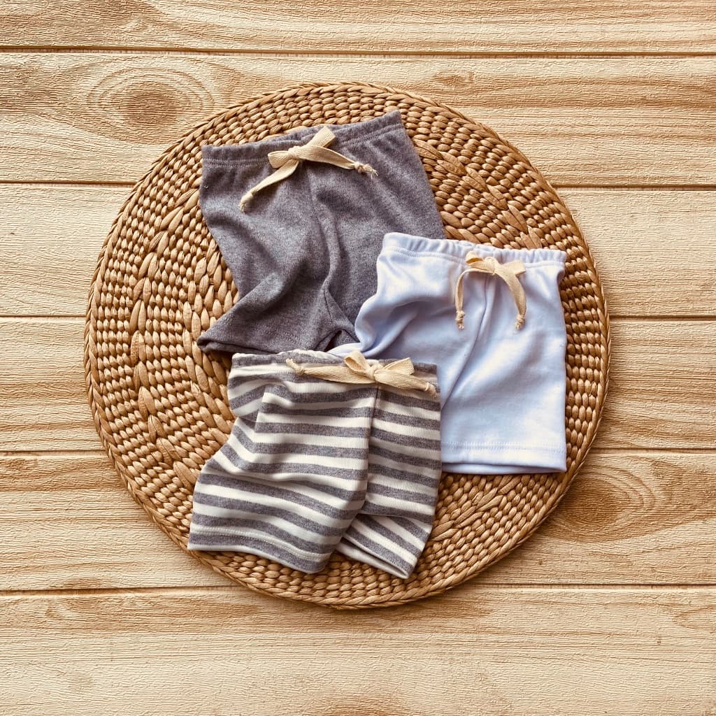 Kit 3 Shorts Bebê Verão 100% Algodão Macio Enxoval Maternidade