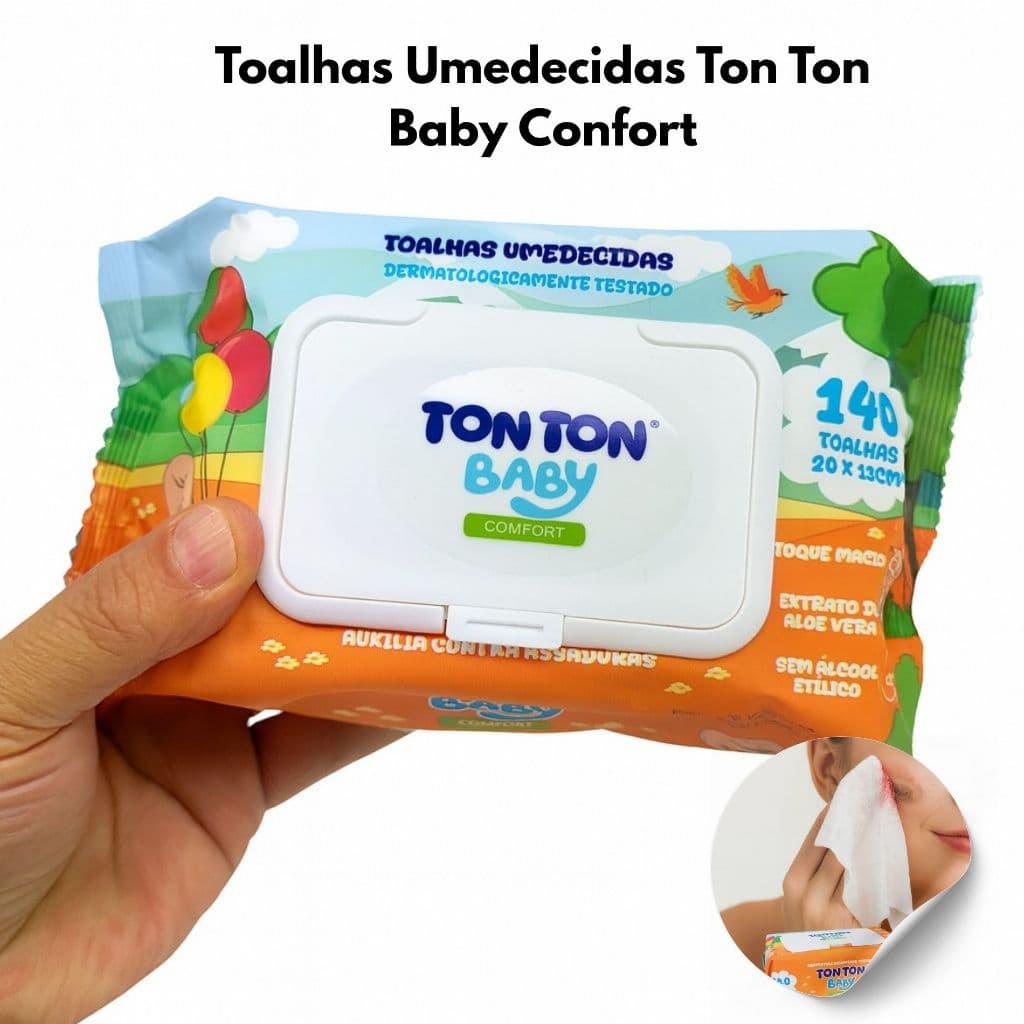 Toalhas Umedecidas Ton Ton Baby Confort 140 Un Aloe Vera Sem Álcool