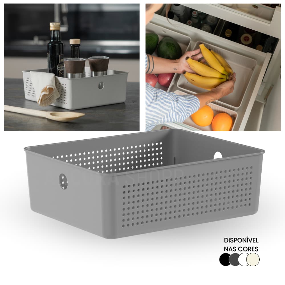 Cesto 5,4 Litros Organizador Cesta Para Lavanderia Cozinha Armário Banheiro Multiuso Ou 27 x 22cm