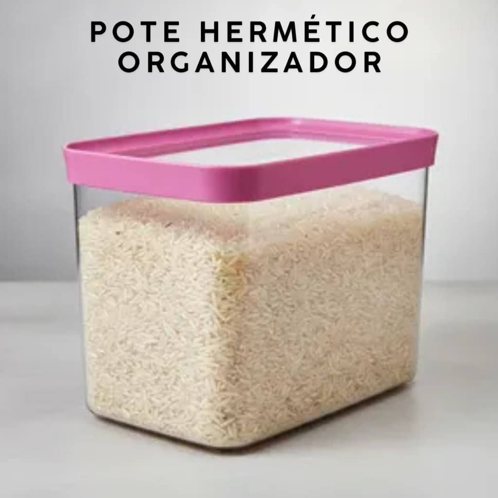 Pote Organizador Hermético Multiuso Cozinha 4L Arroz Feijão Salada
