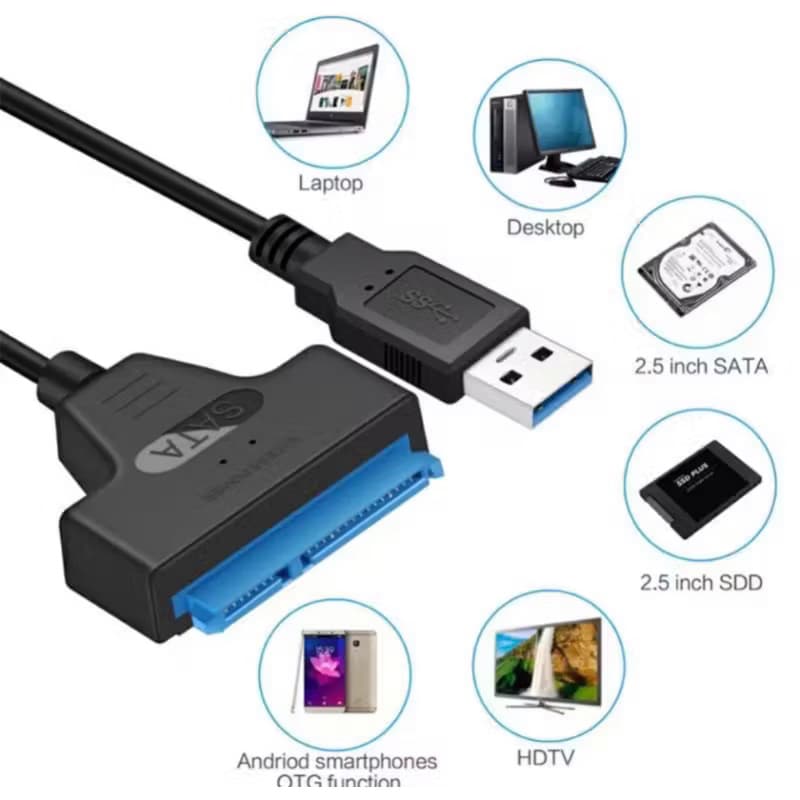Cabos sata, adaptador sata a usb, até 6 gbps, suporte para 3.0 polegadas, 22 pin, para disco rígido externo ssd, hdd