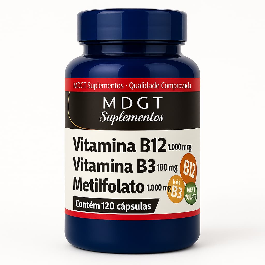 Vitamina B12 Metilcobalamina com Vitamina B3 e Metilfolato - 120 cápsulas