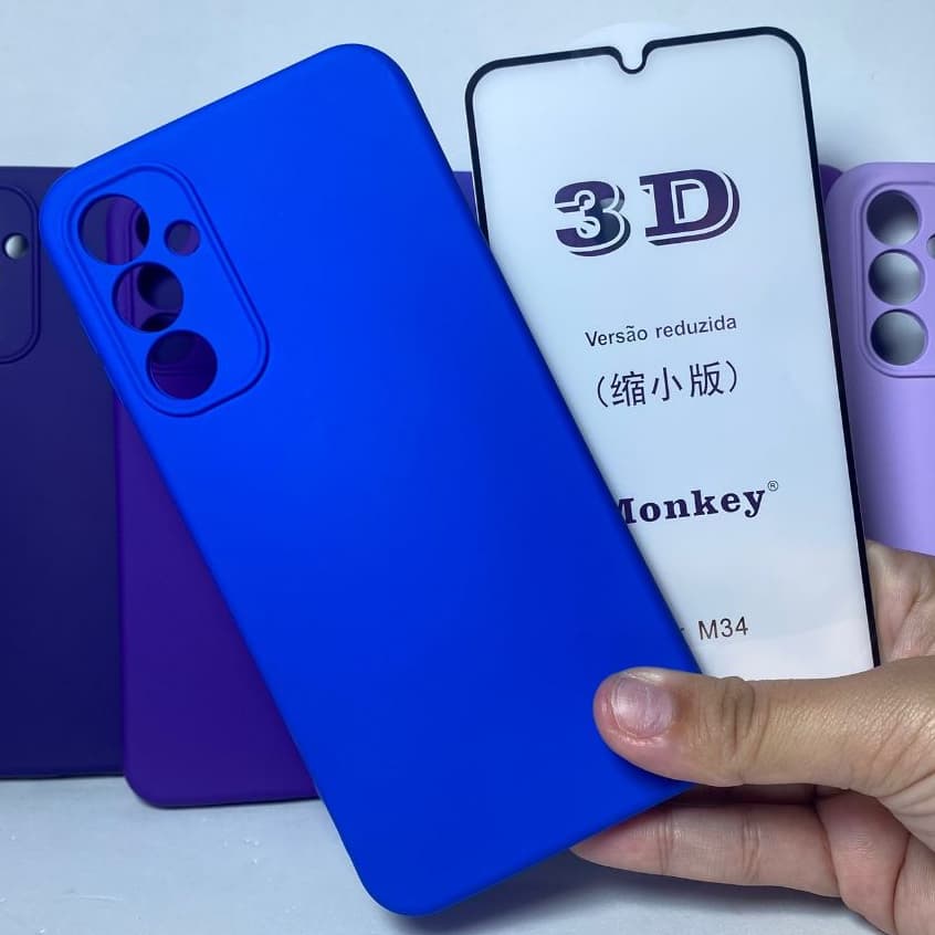 Capa M34 + Película 3D Samsung Capinha Case Protetora Celular Silicone