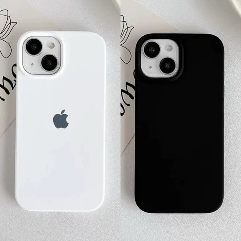 Capa de Silicone Aveludada Preto Branco para iPhone 11 12 13 14 15 16 Pro Max XR - Anti-Impacto