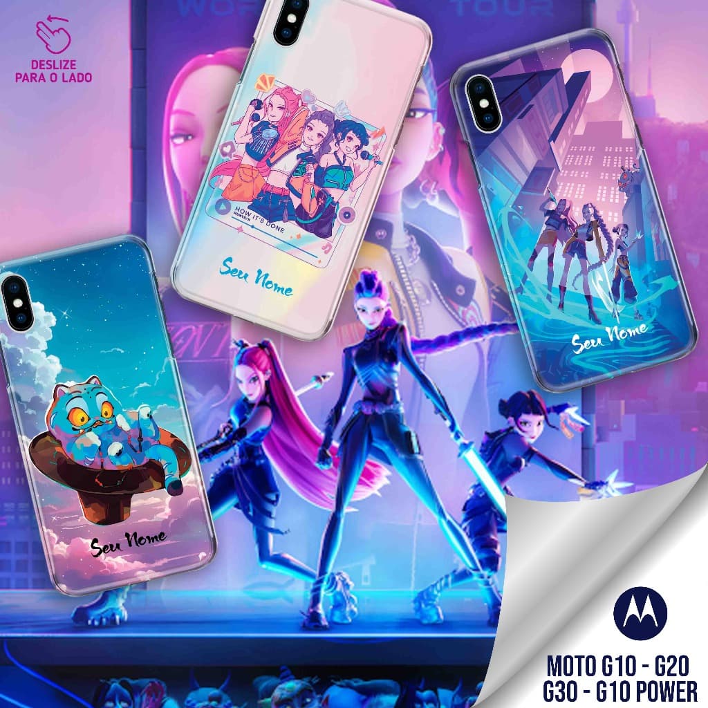 Capa Capinha Case Personalizada com Nome - Moto G10 / Moto G20 / Moto G30 - Coleção Guerreiras do K- Pop