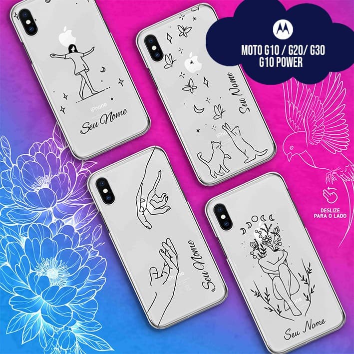 Capa Capinha Case Personalizada com Nome - Moto G10 / Moto G20 / Moto G30 - Fine Line Collection