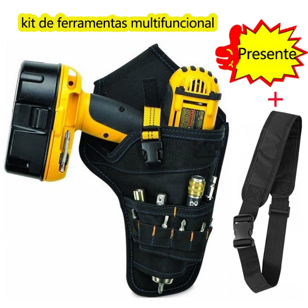 Cinto De Ferramentas Coldre Para Parafusadeira Chaves Alicate Para Eletricista Gesseiro Parafusadeira Furadeira Bolsa