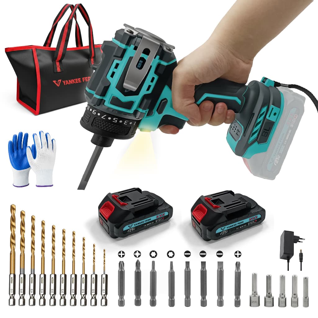 Kit Parafusadeira de impacto 21V Recarregável 85 N.M com 2 Baterias Kit Completo Doméstico e Profissional