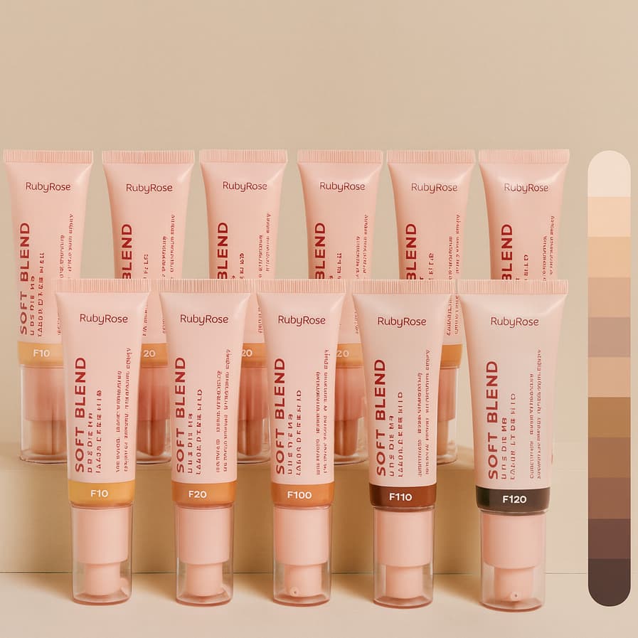 Base Líquida Soft Blend Ruby Rose Linha Rosa Média Cobertura Matte Maquiagem Pele