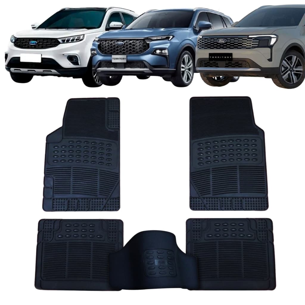 Tapete Automotivo Ford Territory Ecológico Em Pvc Grosso com Borda + Tapete do Túnel (Modelo B)