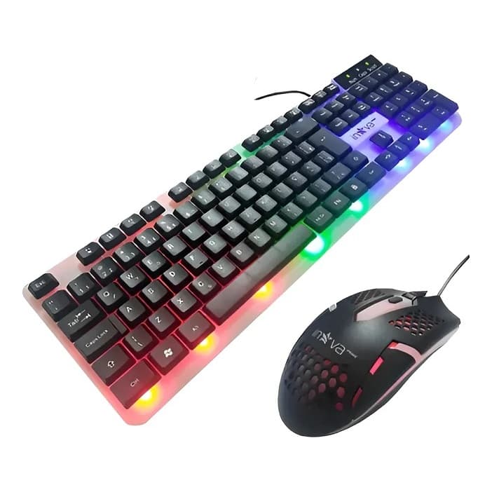 Kit Teclado e Mouse Gamer RGB Teclado Mecânico Mouse Laser Profissional Rgb Iluminado Jogos Pc Usb