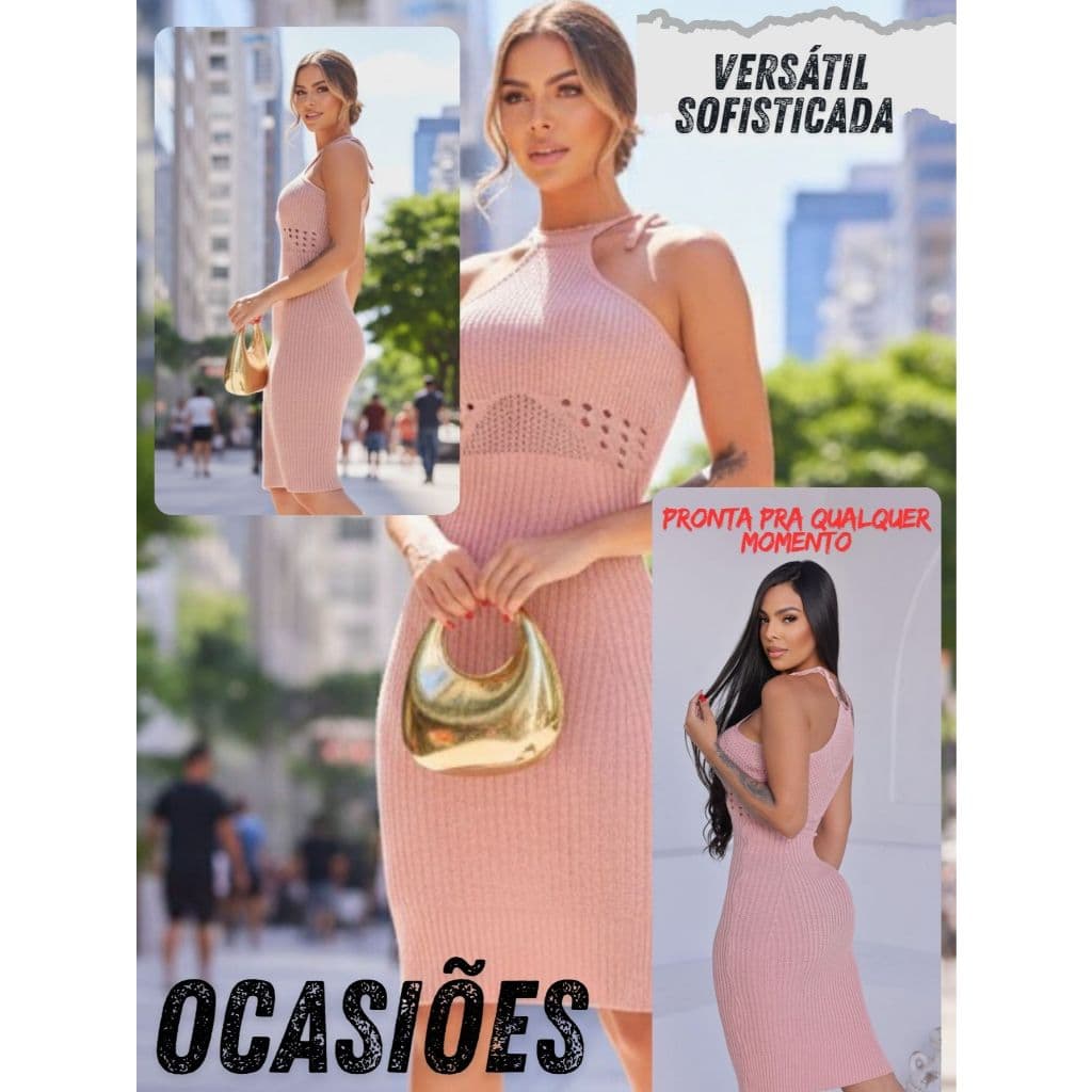 Vestido feminino Tricô Modal Vestido Midi elegante Veste 36 ao 42 Vestido Curto Midi