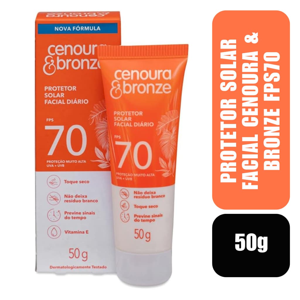 Protetor Solar Facial Cenoura e Bronze FPS70 50g