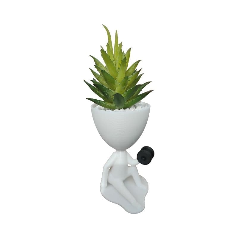 VASO MAROMBINHA EXERCÍCIO COM HALTER (vasinho de suculenta + suculenta) decoração academia musculação