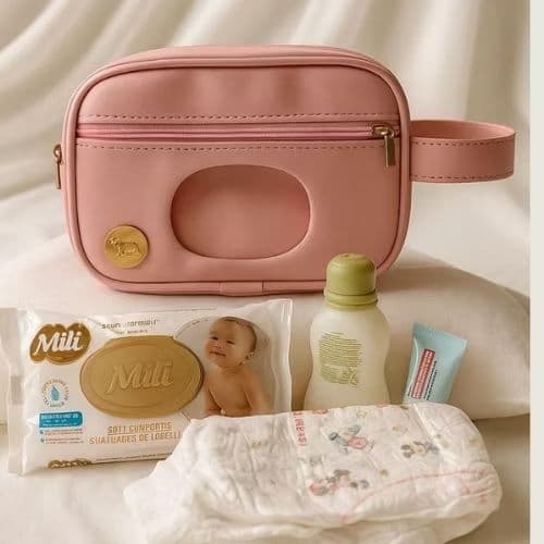 Necessaire porta lenços umedecidos portátil impermeável elegante e lavável