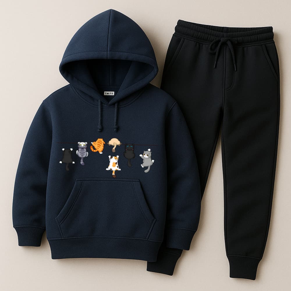 Conjunto Infantil em Moletom Premium Gatinhos Fofos ALgodão Premium Muitas Cores