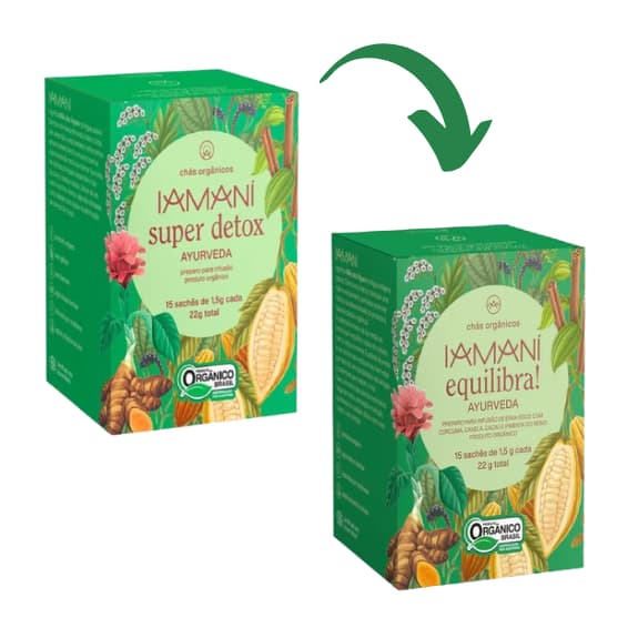 Chá Orgânico Super Detox/Equilibra Ayurveda - 15 Sachês - IAMANÍ