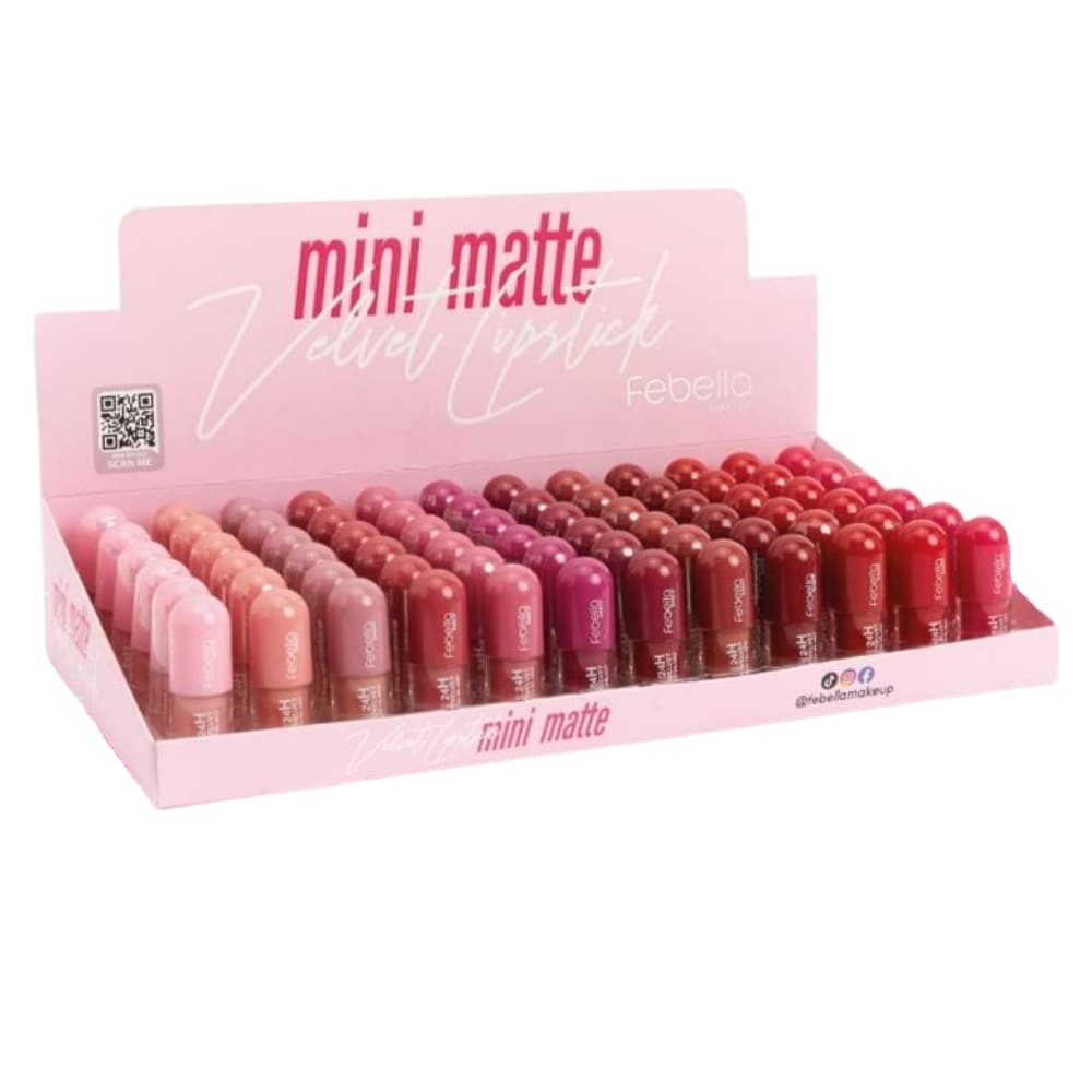 Box Mini Batom Liquido Matte C/72 Unidades Febella - BM40126
