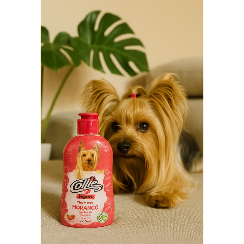 Shampoo Pet Collie Vegan Morango 400ml – Hidratação, Brilho e Perfume Suave para Cães🍓