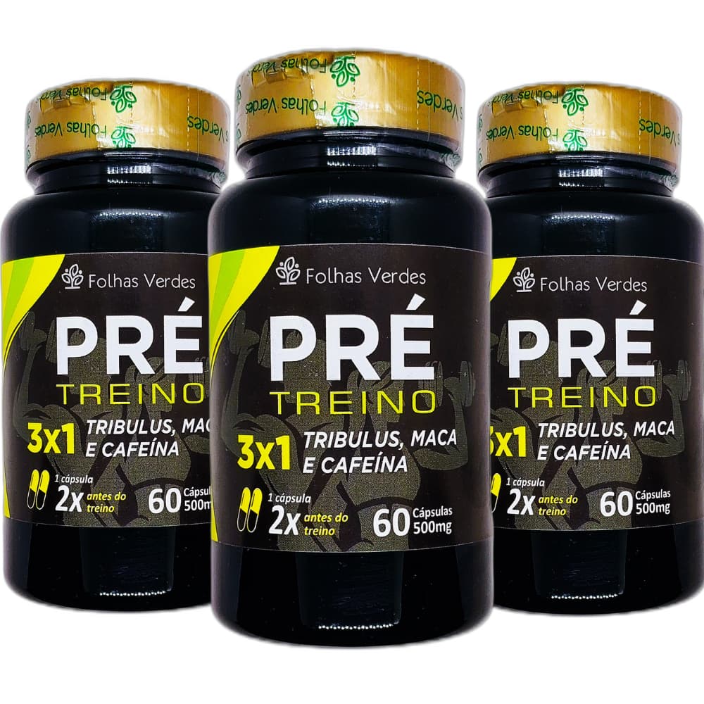 kit 3 Pré-Treino 180 cápsulas 500mg