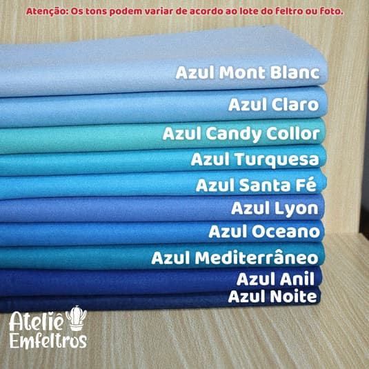 Feltro Tons de Azul Santa Fé 50x140cm Artenasato Costura Bonecas Patchwork