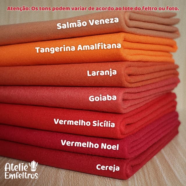 Feltro Tons de Vermelho Laranja Santa Fé 50x140cm Artenasato Costura Bonecas Patchwork