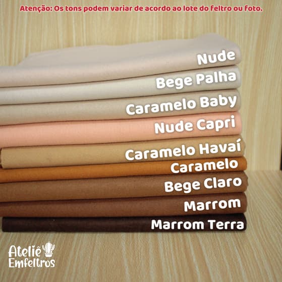 Feltro Tons de Nude Bege Marrom Santa Fé 50x140cm Artenasato Costura Bonecas Patchwork