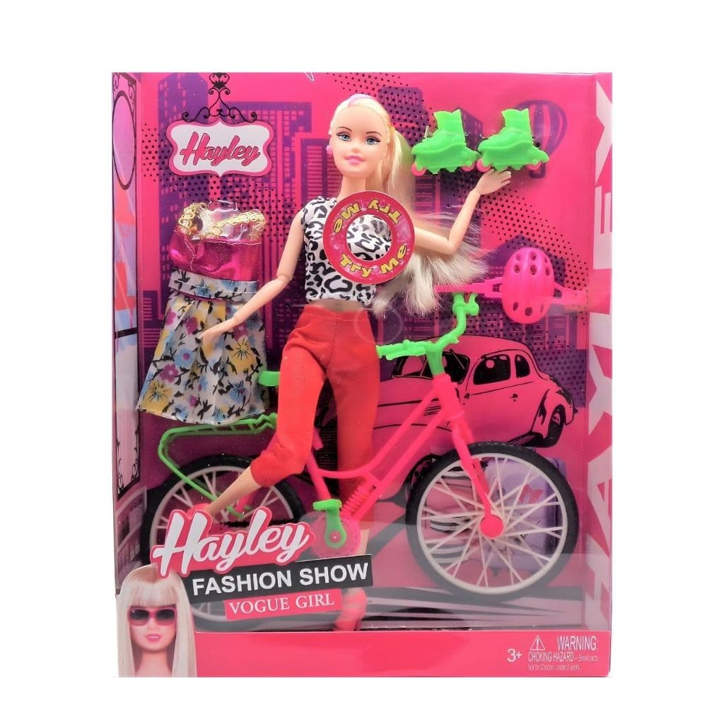 Boneca Princesa Articulada Bicicleta Ciclista Canta Musical Menina Luz Led Patins