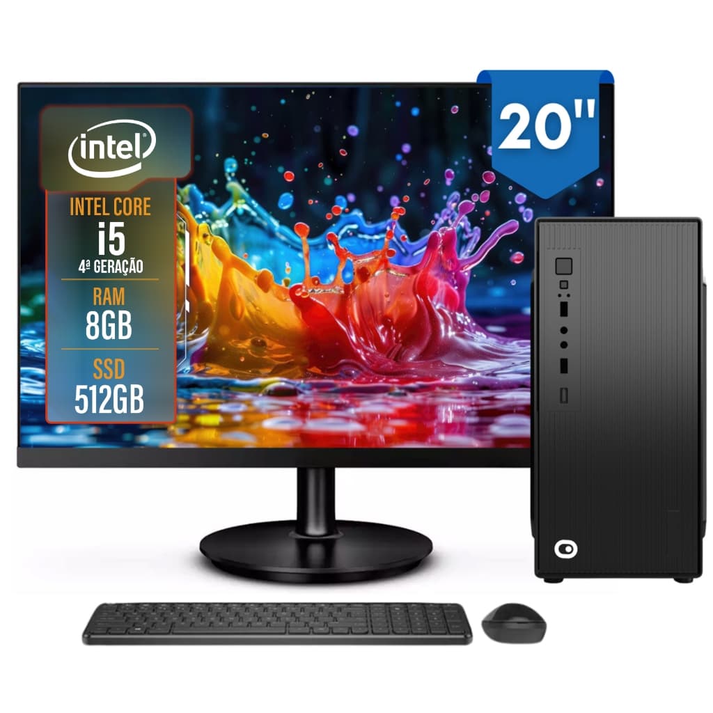 Computador Completo 2Eletro Top Intel Core i5, 8GB RAM, 512GB, Bivolt, Monitor 20" LED - CD2E-0111TO