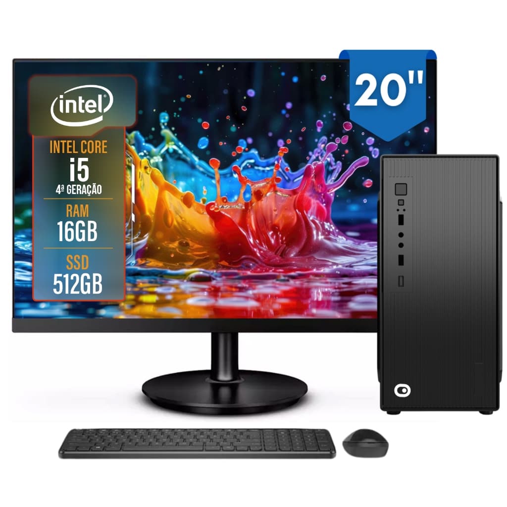 Computador Completo 2Eletro Top Intel Core i5, 16GB RAM,512GB, Bivolt, Monitor 20" LED - CD2E-0114TO