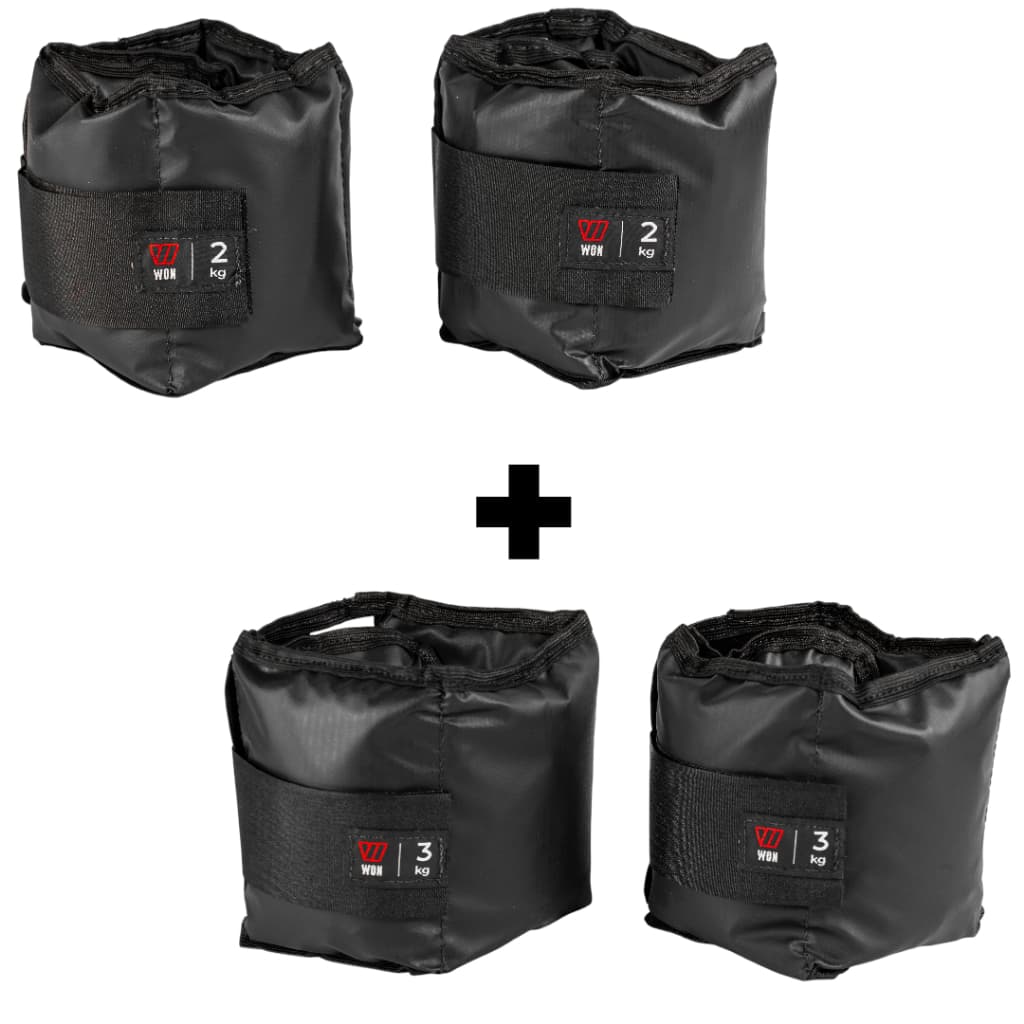 Kit Par Caneleiras Peso 2kg + 3kg Tornozeleira de Peso Treino em Casa Funcional Academia Pilates
