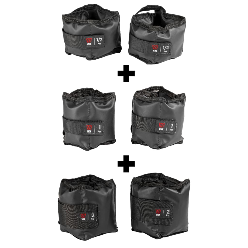 Kit Par Caneleiras Peso 0,5kg + 1kg + 2kg Tornozeleira de Peso Treino em Casa Funcional Academia