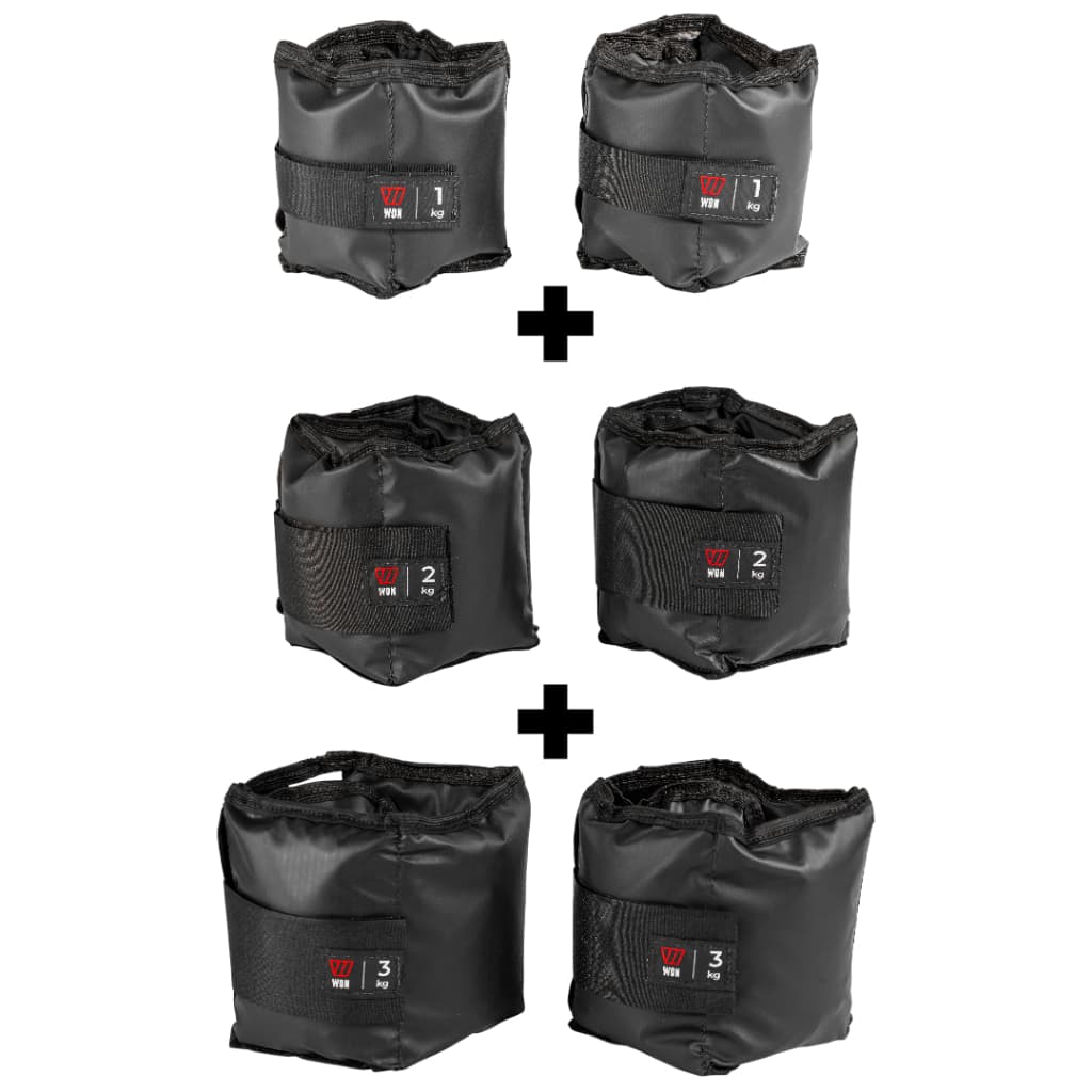 Kit Par Caneleiras Peso 1kg + 2kg + 3kg Tornozeleira de Peso Treino em Casa Funcional Academia