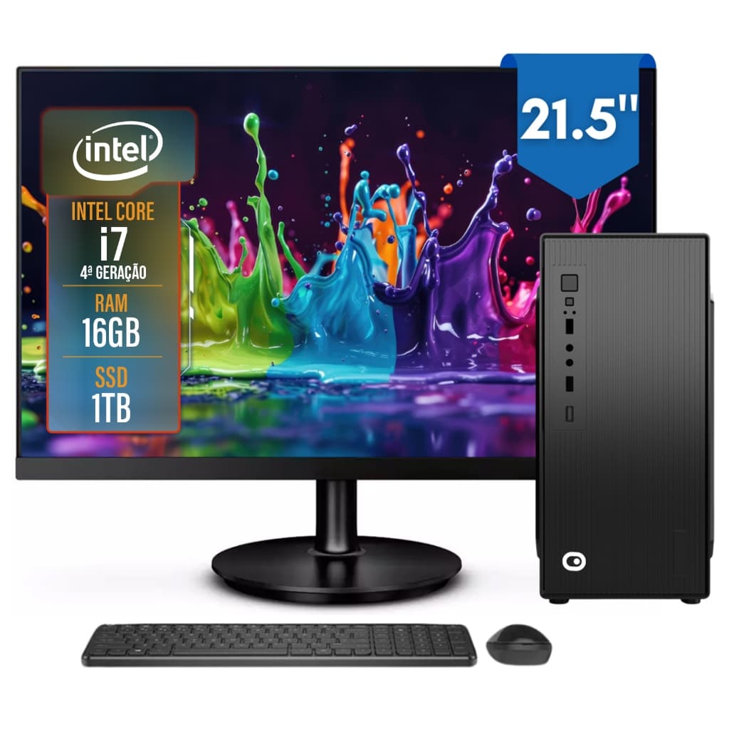Computador Completo 2Eletro Top Intel Core i7, 16GB RAM, 1TB, Bivolt, 21.5" Full HD - CD2E-0127TO