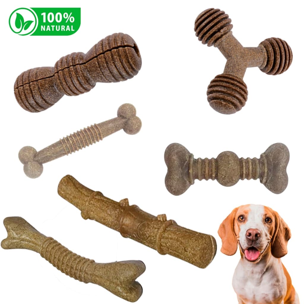 Mordedor Natural de Fibra de Arroz para Cachorros Brinquedo Pet Durável e Saudável para Limpeza Dental e Alívio Estresse